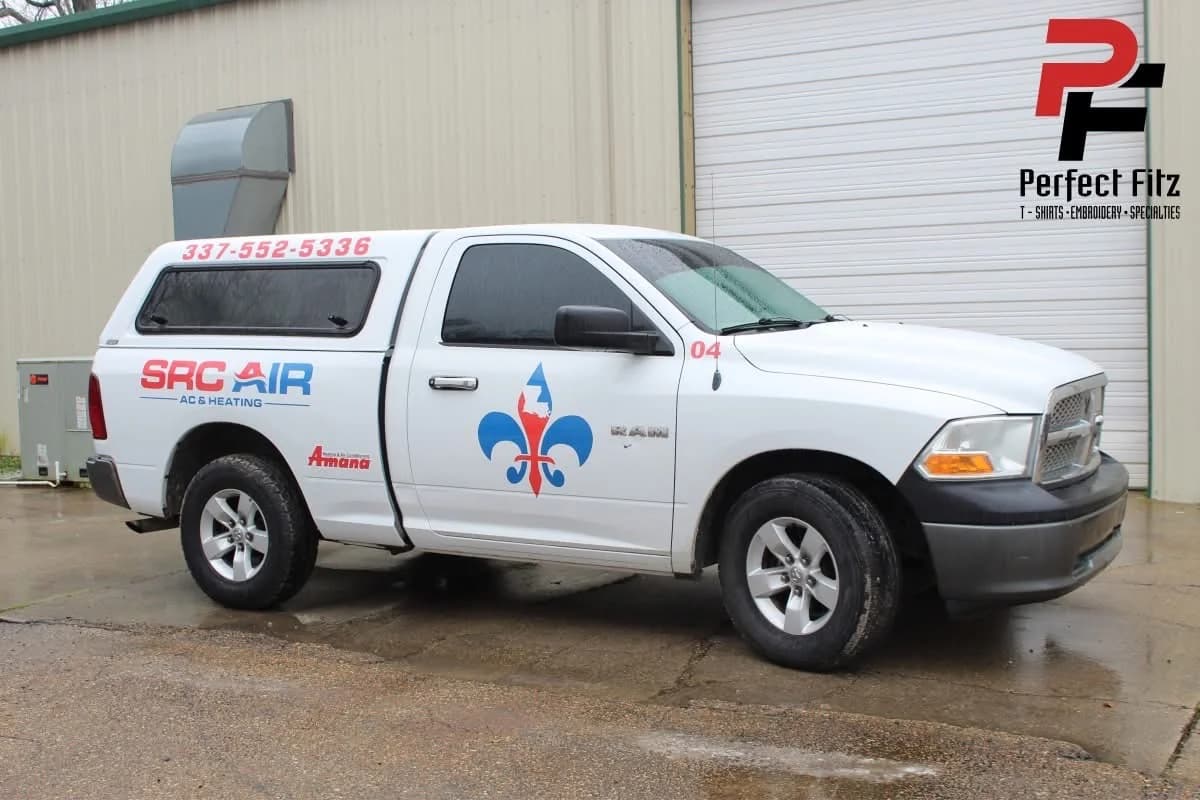 Professional truck wrap for SRC Air Heating & Cooling by Perfect Fitz T-Shirts & Specialties